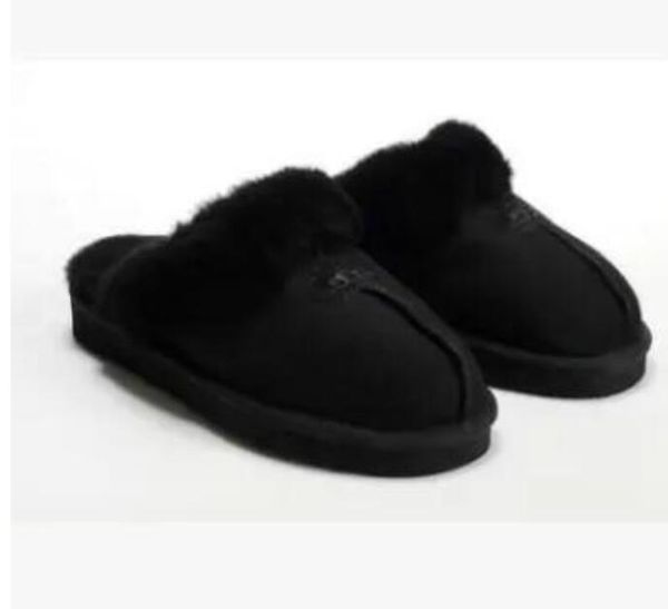 

classic design aus fur cotton slippers women's idoor keep warm slippers shoes, Black