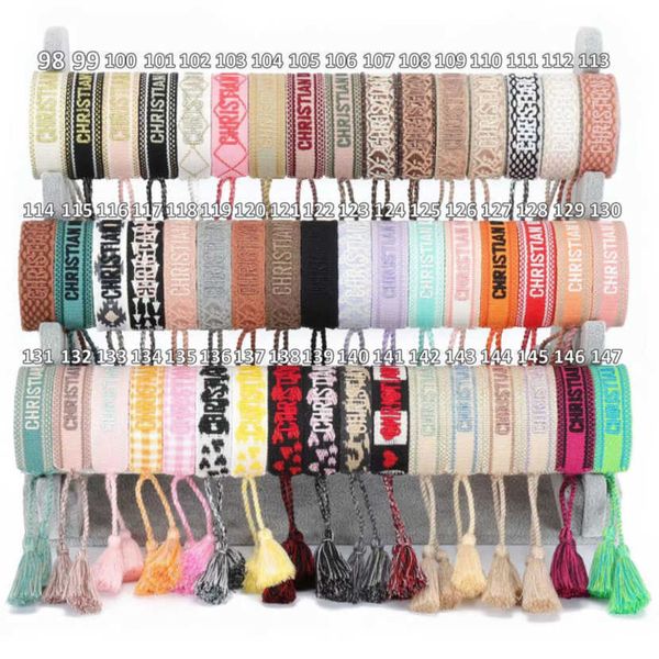 

fashion women's luxury bracelets d brand designer bangle embroidery wrist rope bohemia tassel hand woven bracelet men's girl simpl, Golden;silver