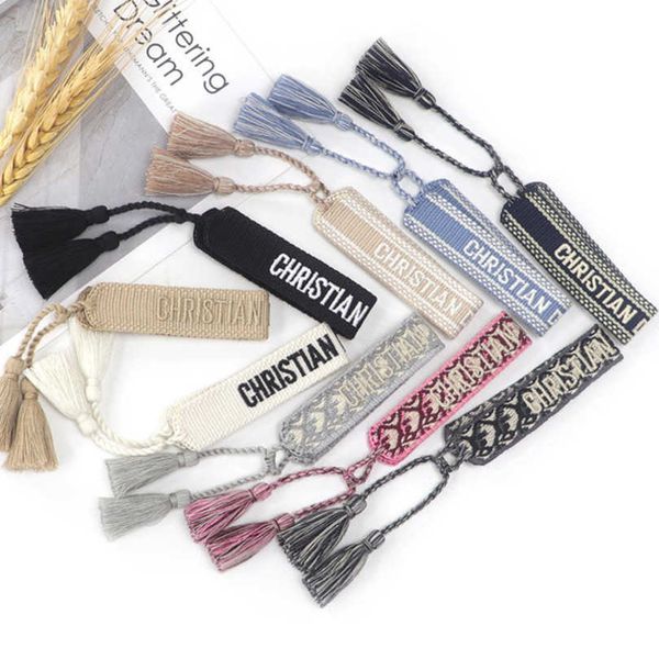

fashion women's luxury bracelets brand d designer bangle jewelry embroidered word bracelet letter rope woven tassel simple trinket men, Golden;silver