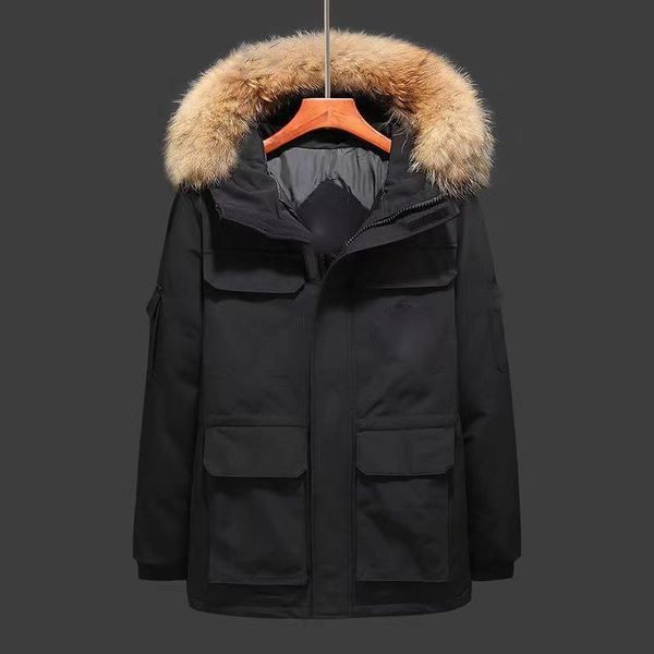 

23 designer men's jacket winter down jacket men fashion parka waterproof windproof fabric thick cape belt warm, Black