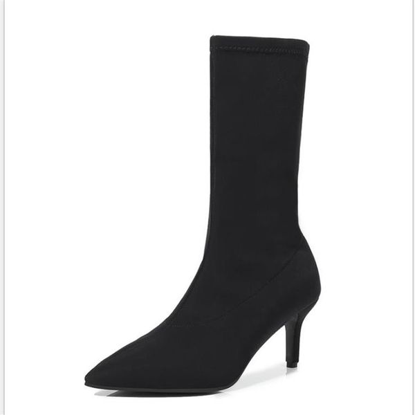 

-new fashion pointed suede set of solid color boots women's boots271s, Black