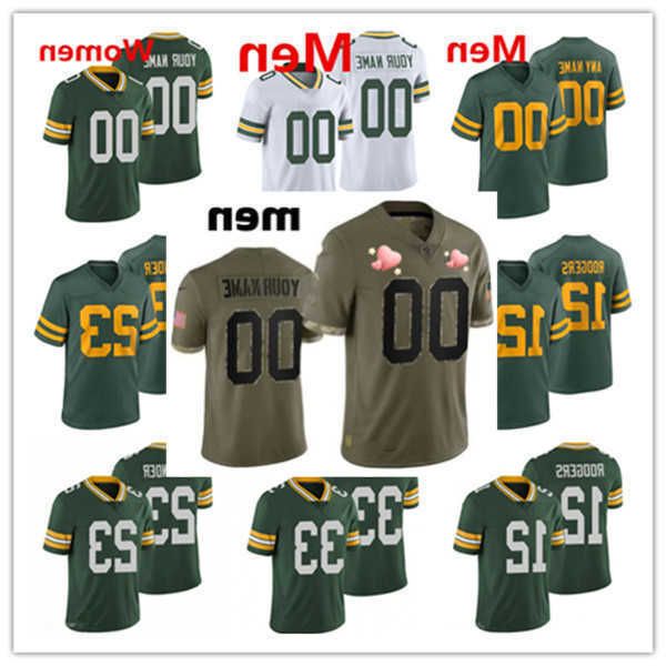 

football jerseys green bay''packers''custom 4 brett favre 9 christian watson 12 aaron rodgers 33 aaron jones 28 aj dillo, Black;red