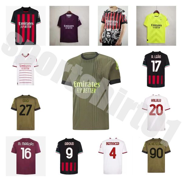 

22/23 ac soccer jerseys ibrahimovic milans legends m. maignan 2022 2023 giroud tonali theo r.leao romagnoli s.castillejo kessie saelemaekers, Black;yellow