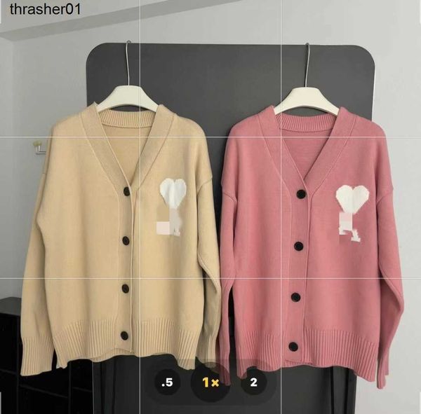 

men's sweaters designer amis embroidery v-neck knitted cardigan winter new loose fashion brand sweater hoodie, White;black