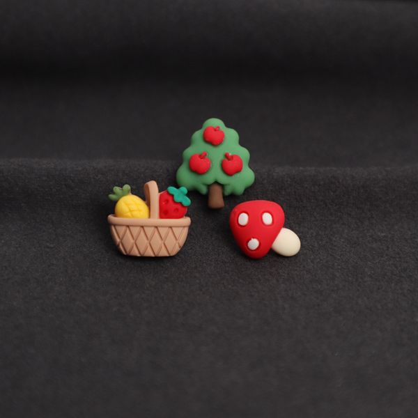 

creative lovely pastoral brooch fruit basket apple tree small mushroom resin badge student jewelry accessories, Gray