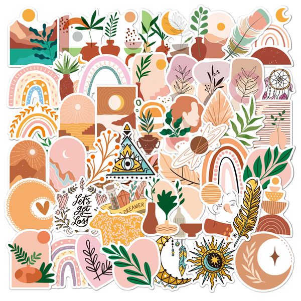 

50pcs/lot bohemian style stickers waterproof no-duplicate stickers guitar bicycle suitcase water bottle helmet car decals kids gifts toys tt