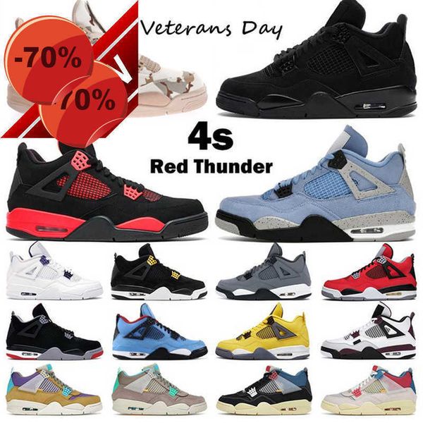 

men women basketball shoes aleali may veterans day jumpman 4s 4 red thunder desert moss taupe haze university blue white oreo black cat bred