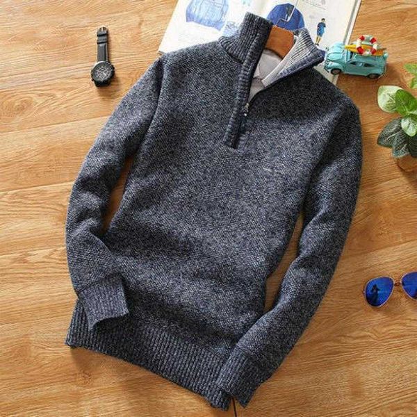 

men's sweaters autumn winter mens sweater fleece pullover fashion thicker half zipper turtleneck warm knitted sweaters men slim fit pul, White;black