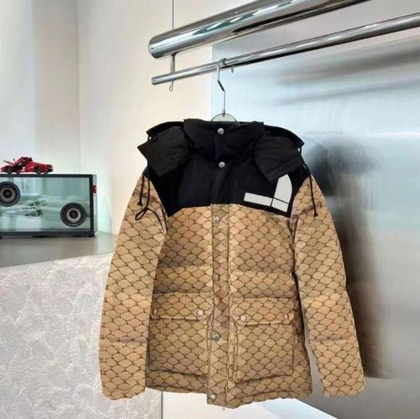 

designer jacket parkas windbreaker hooded men women down shoulder ribbon stitching outdoor doudoune homme warm brand joint name jackets coup, Black
