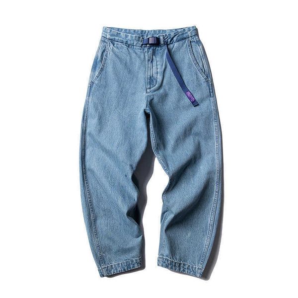 

south summer costume 2022 spring new men's denim card casual pure color simple youth washed casual pants, Blue