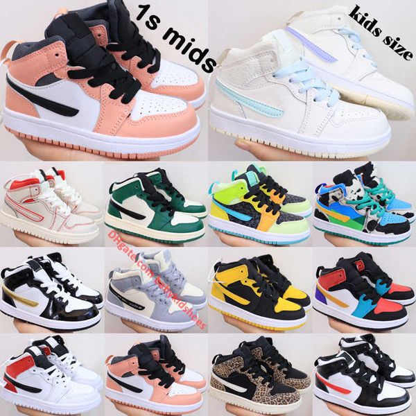 

kids basketball shoes 1 1s pink quartz phantom igloo aurora green black siren red bred multi-color infant trainers babys sneakers size 22-37