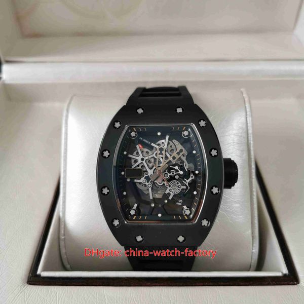

kv maker mens watch super quality watches 44mm x 50mm rm035 skeleton ntpt ceramic bezel 18k rose gold transparent cal.rn035 mechanical autom, Slivery;brown
