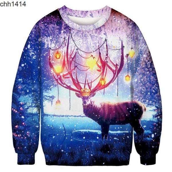 

selling 3d printed elk couple essentials hoodie fashion pullover top, Black