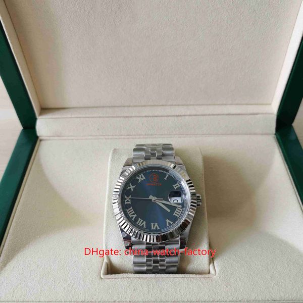 

bp factory mens watch 41mm 126334-0026 blue roman dial sapphire stainless steel watches cal.2813 2836 3235 movement mechanical automatic for, Slivery;brown