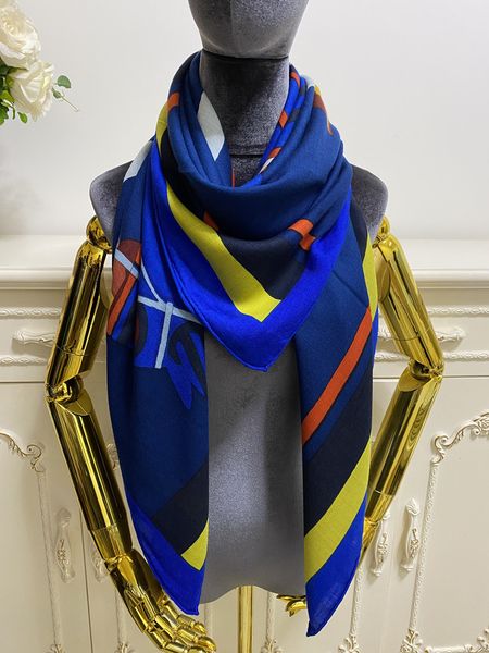 

women's square scarf shawl goodquality 30% silk 70% cashmere material warm scarves print pattern size 130cm-130cm, Blue;gray