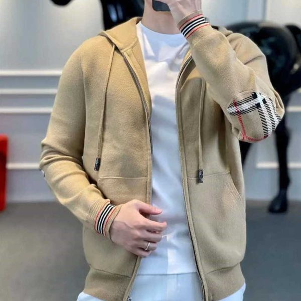 

khaki mens jacket bur designer hoodie men women casual wool zip coat loose hooded jackets 4xl 5xl, Black;brown