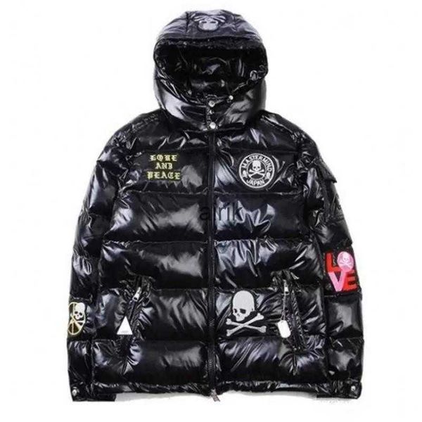 

fashion brands warm ski winter jacket men's designer coat embroidery jackets for men anorak padded parkas thick down jacket, Black