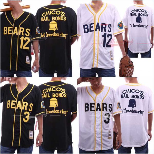 

men bad s bears baseball jersey 3 kelly leak 12 tanner boyle any player or number stitch sewn stitch sewn movie jerseys, Black