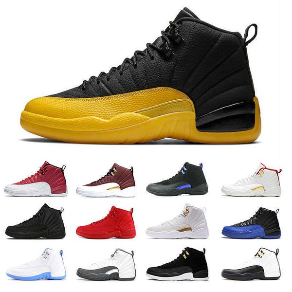 

basketball shoes men sports sneakers stone blue flu game university gold blue dark grey breathable 12 12s size 713