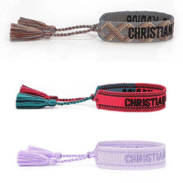 

fashion luxury bracelets women's d brand designer bangle embroidery wrist rope bohemia tassel hand woven bracelet men's girl simpl, Golden;silver