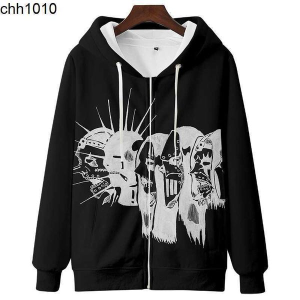 

printing slipknots band dj rock heavy metal band slip knot zipper long sleeve clothes men's autumn and winter guards men's jacket, Black