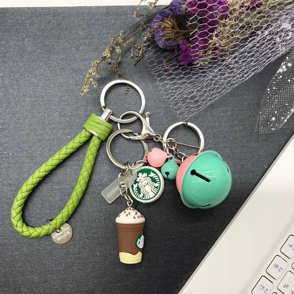 

keychains korean creative cute cartoon lovers simulation 1 gram coffee cup star dad woven rope car key chain bag pendant resin rubber silico, Silver