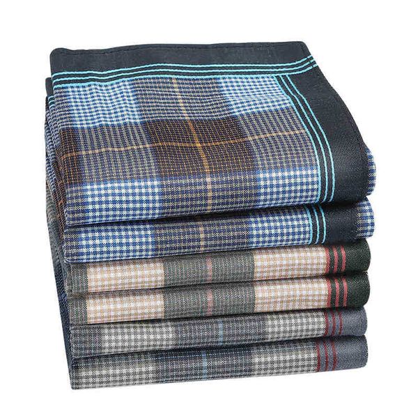 

612 piece men handkerchief cotton square dark grid mixed tricolor classic vintage business controlled multicolor gentleman pocket j220816, Blue;white