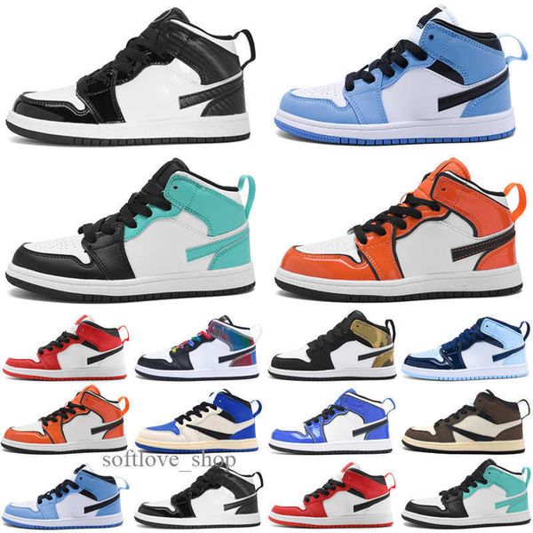 

2021 kids baskertball shoes 1s youth sneakers black blue red pink children athletic sports for boy and girls chaussures pour enfan size8k43