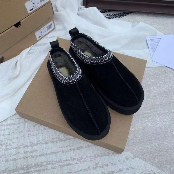 

womens tazz slippers fur slides classic ultra mini platform boot tasman slip-on les petites suede wool blend, Black
