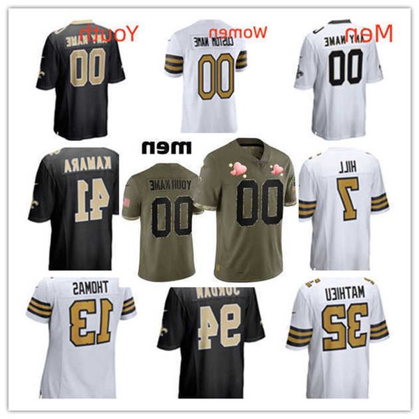 

football jerseys new orleans''saints''2 jameis winston 41 alvin kamara 12 chris olave 32 tyrann mathieu 7 taysom hill 23, Black;red