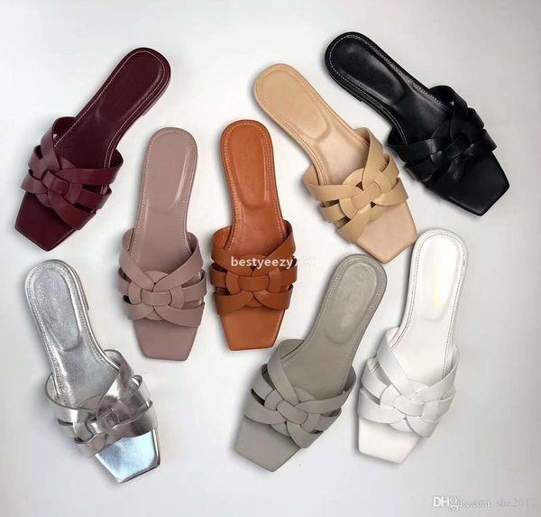

sandal women slippers designer shoes woman smooth genuine leather sandals female slides summer beach tribute flats yslity uwn, Black