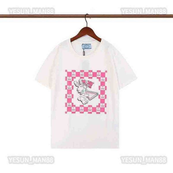 

men's shirts designer luxury spring summer prad classic rabbit capsule printed t shirt fashion mens and womens couple collar, White;black