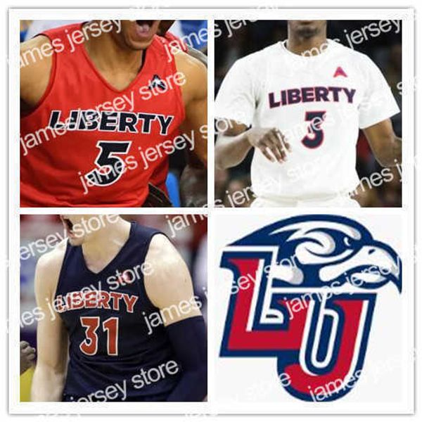 

basketball jerseys custom liberty flames basketball 0 myo baxter-bell 55 brendan newton 32 blake preston college any name number stitched, Black;red