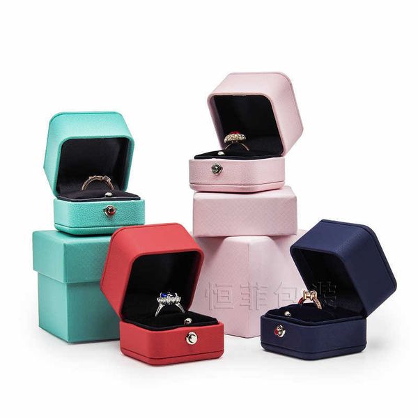 

jewelry boxes wedding diamond ring box pu leather rounded storage package proposal gift l221021, Black;white