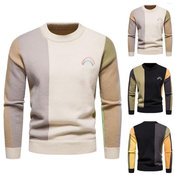 

men's sweaters wool coat men mens fashion casual knit crew neck contrast color sweater jacket little, White;black