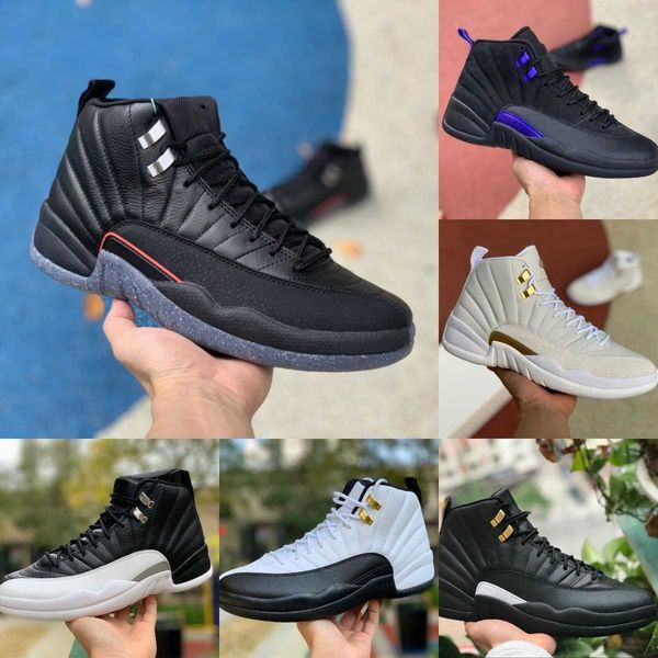 

boots jumpman utility grind 12 12s mens high casual basketball shoes twist gold indigo flu game royalty ovo white royalty fiba playoff the m, Black