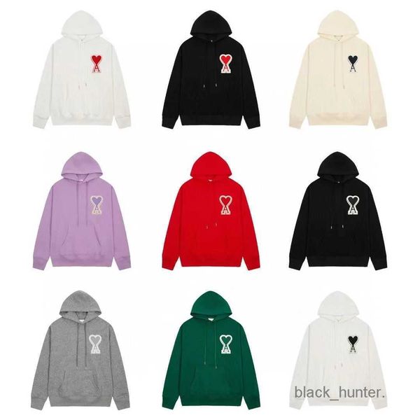 

amis designer men's hoodies fashion sweatshirts love embroidery heart men women's hoodie casual loose autumn winter tide brand cou, Black