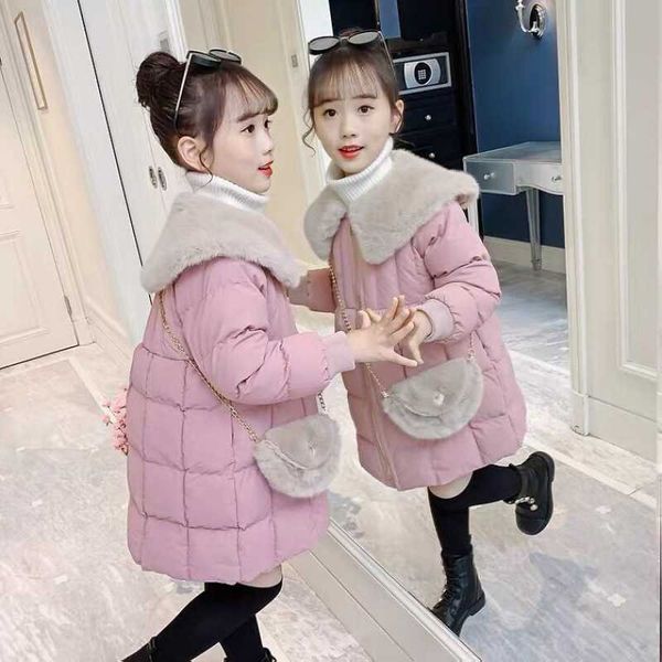 

girls' cotton padded clothes style foreign style cotton padded jacket thickened winter clothes children's plush winter down cotton, Blue;gray