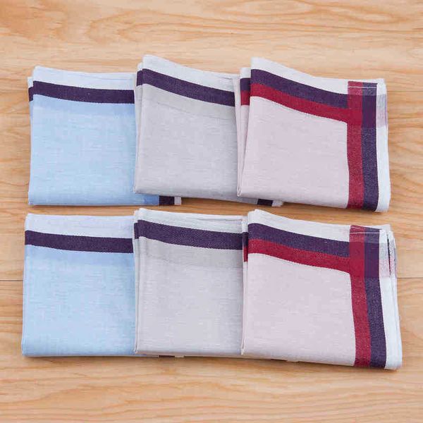 

12 pcs fashion square cotton grid handkerchief for men the new year gift for gentlemen j220816, Blue;white