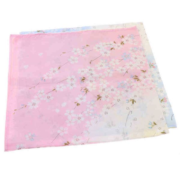 

2 pcsset ladies women vintage cotton square handkerchiefs floral handkerchief j220816, Blue;white