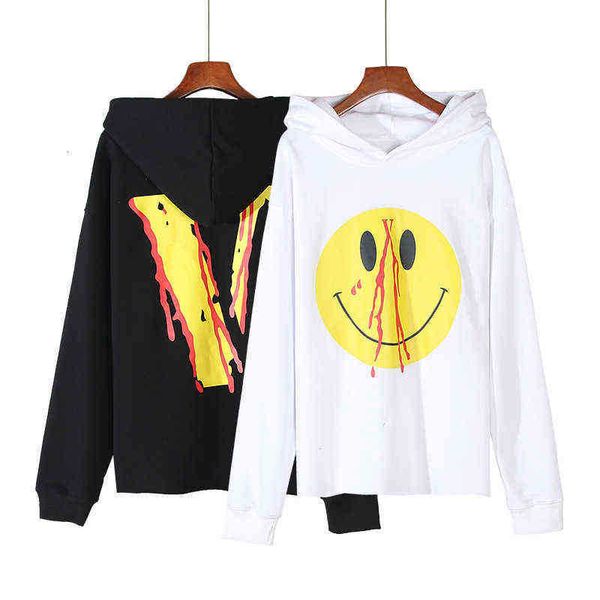 

men's hoodies & designer hip hop autumn high street fashion nosebleed smiling face couple hooded sweater jacket, Black