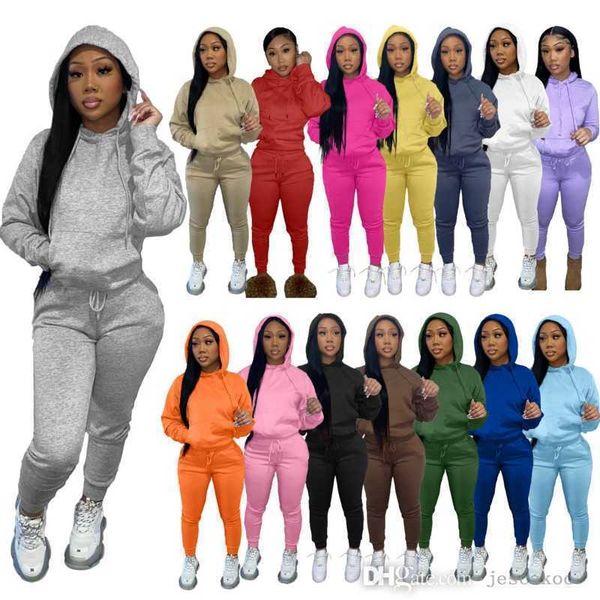 

fall winter women tracksuits 2 piece set long sleeve plush sweater hoodie pullover sweatpants outfits fashion sports suit xs-xxl, Gray