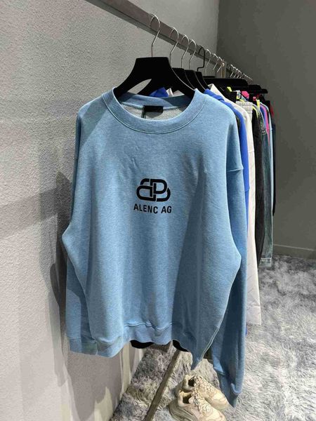 

5a balencigas high hoodie clone designer version luxury b lock loop sweater classic thread round neck quality fashion men's and women&#, Black