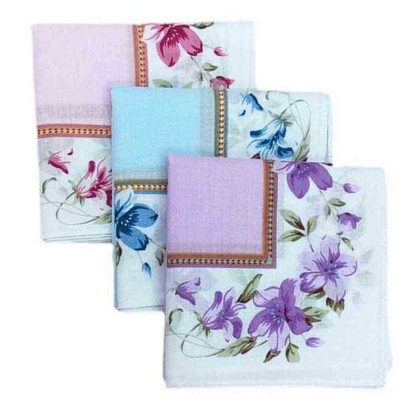 

12pack 100 cotton floral print beautiful handkerchiefs ladies girls washable pocket square wedding hankie lot 43x43cm j220816, Blue;white