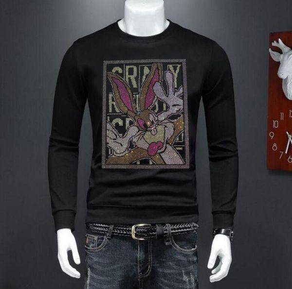 

2023 brand new mens hip hop sweatshirt man pure color designer rhinestone, Black