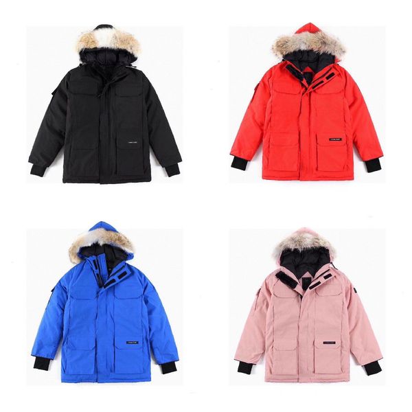 

winter designer down jacket hooded epaulet fashion solid men's women's thickened overalls classic thermal jackets brand jacket spo, Black