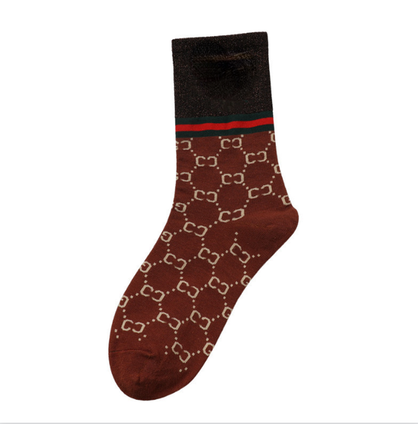 

women's socks vintage presbyopic pattern cotton mid-calf length gold silk letters stockings autumn and winter item, Black;white
