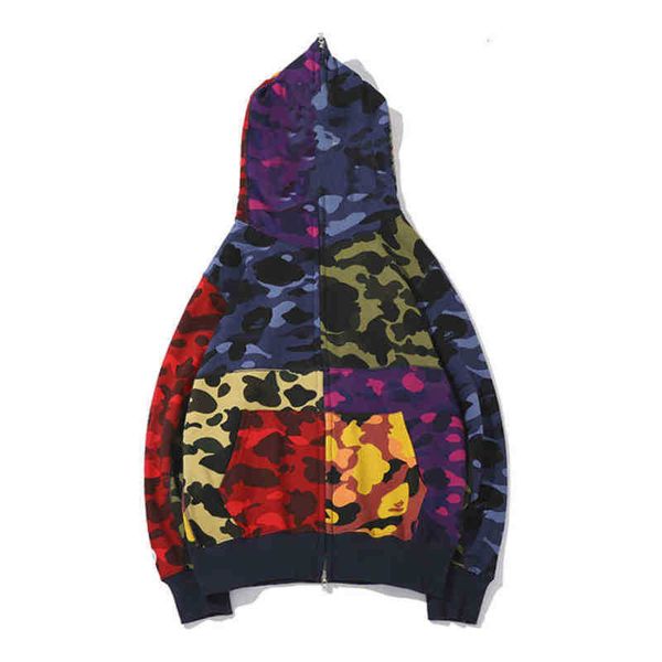 

hoodie haai camouflage monkey- head sweatshirts volledige panda borduren hip hop hooded patchwork, Black