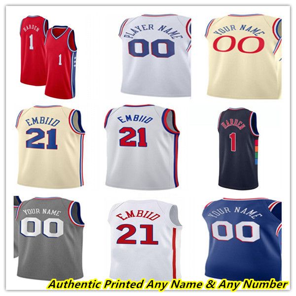 

printed james harden sixer basketball jerseys 21 joel embiid 0 tyrese maxey 12 tobias harris 17 p.j. tucker 3 allen iverson 8 de'anthon, Black;red