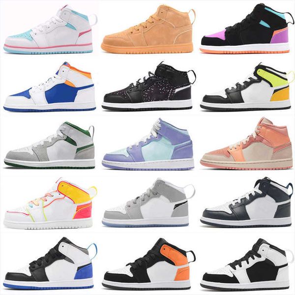 

shoes high 1s sneaker field purple chicago varsity red kid basketball blue tiger print children girls boys 1 mid se size 22-37w2n5, Black